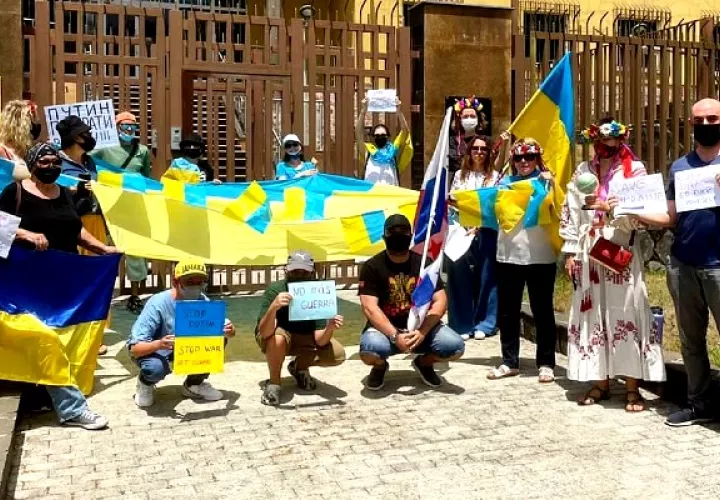 Protesta en la embajada Rusa en Panamá. Foto: Cortesía (Voz de la Diáspora)