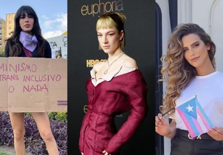 La modelo e 'influencer' Victoria Volkóva, la actriz Hunter Schafer y la ex Miss España Ángela Ponce. Fotos: Instagram