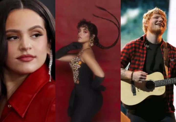 Rosalía, Camila Cabello y Ed Sheeran. Fotos: EFE