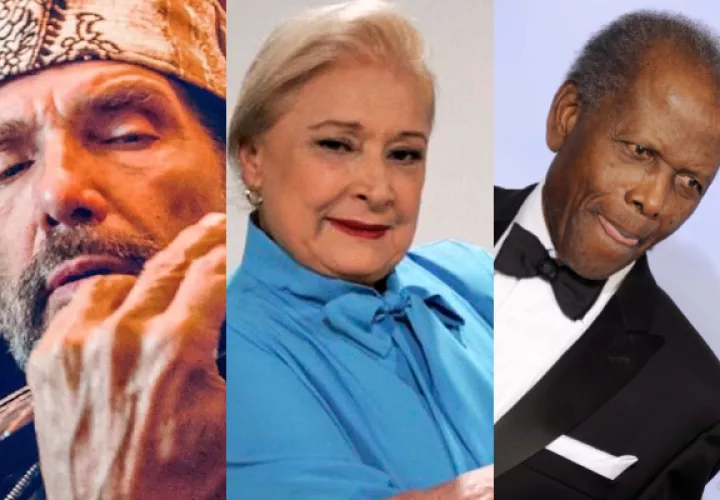 Diego Verdaguer, Dora Cadavid y Sidney Poitier. Foto: Instagram / EFE