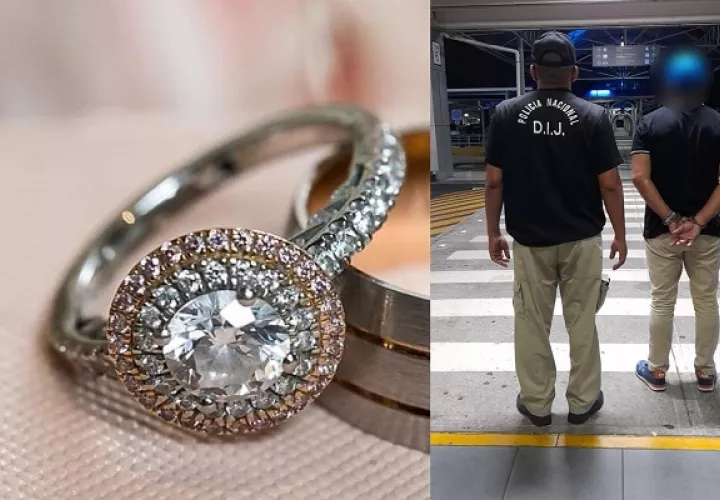 El anillo está valorado en casi 10000 dólares. Foto: Policía Nacional