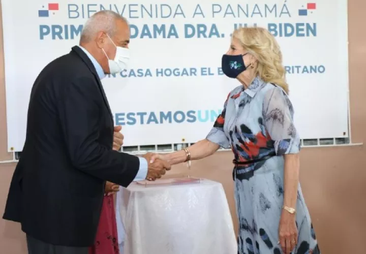 Jill Biden en la Casa Hogar El Buen Samaritano. Foto: Cortesía @USEmbPAN