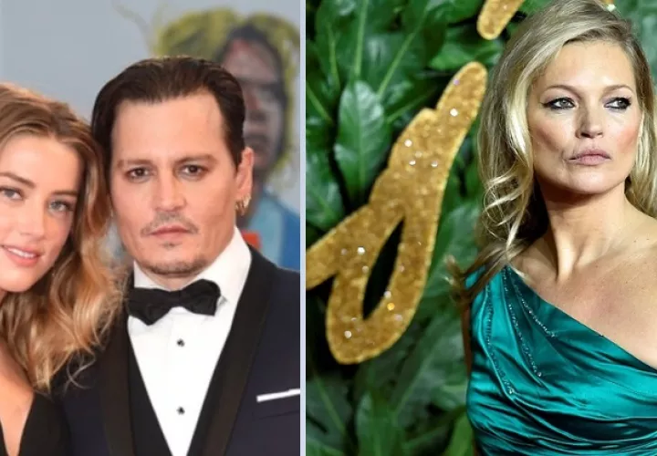 Amber Heard, Johnny Depp y Kate Moss. Fotos: EFE/Instagram