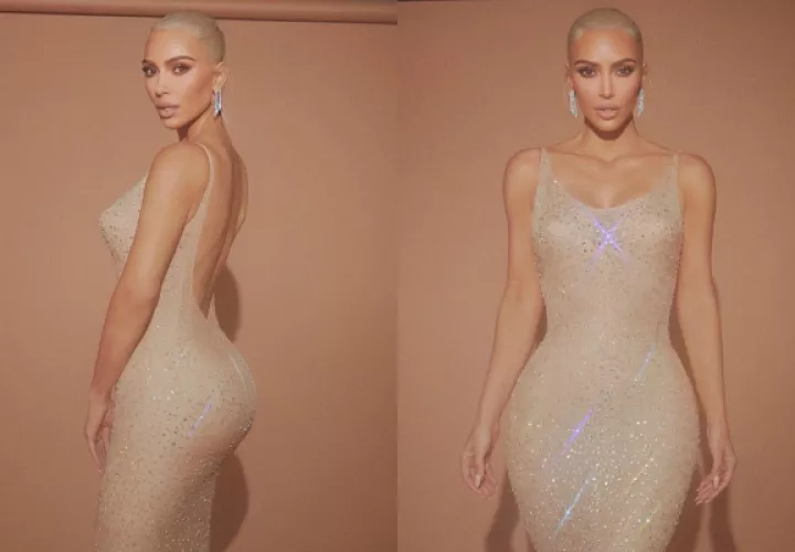 Kim Kardashian luciendo el vestidos de Marilyn Monroe. Fotos: Instagram / @kimkardashian