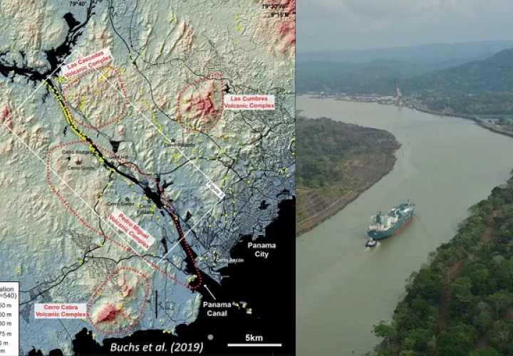 Complejos volcánicos en la zona del Canal, hace millones de años. Foto: David Buchs y Canal de Panamá