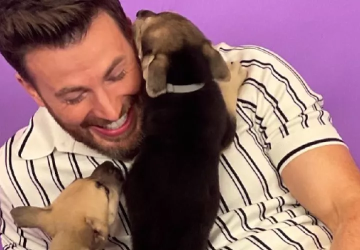 Chris Evans nombró a su perro 'Dodger'. Foto: Instagram
