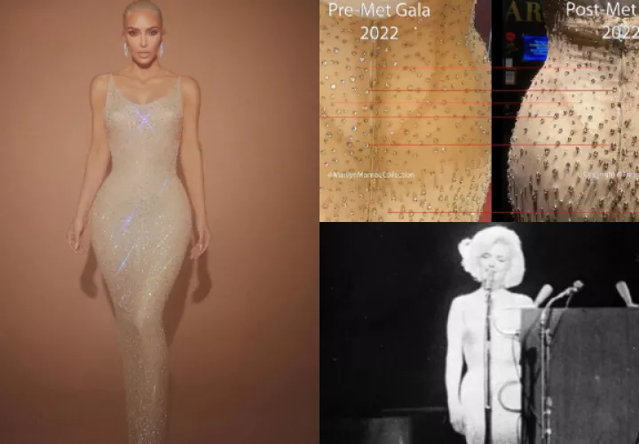 El vestido de Marilyn Monroe está valorado en $5 millones. Fotos: Redes Sociales