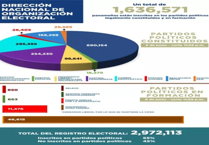 Actualmente hay ocho partidos reconocidos por el Tribunal Electoral, uno a punto de ser reconocido, y tres en formación. Foto: Cortesía TE