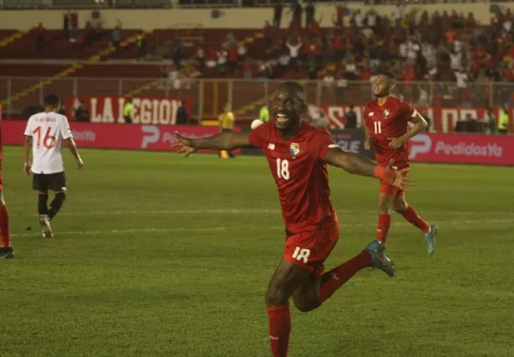 Cecilio Waterman celebra el segundo gol de Panamá. Foto; Víctor Arosemena.