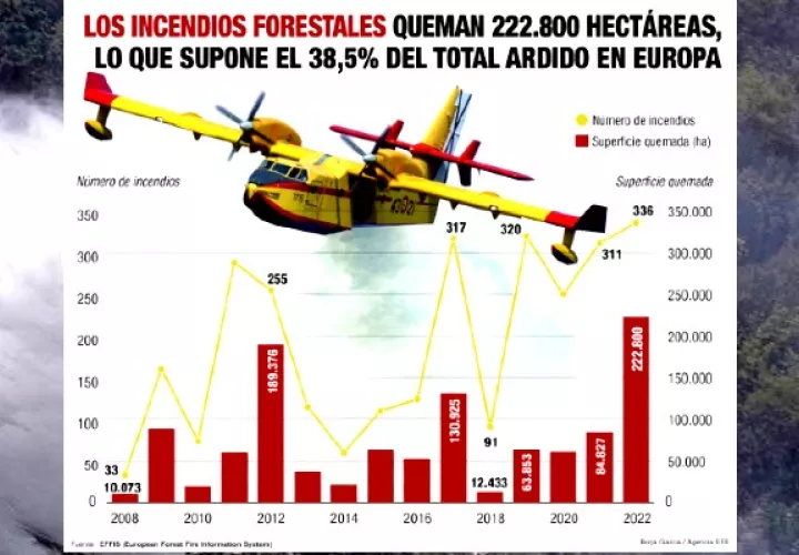 España se enfrenta a la peor ola de incendios. Foto: EFE