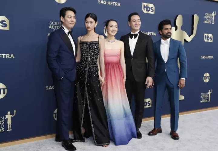 Elenco de 'Squid Game'. Foto: EFE / Caroline Brehman