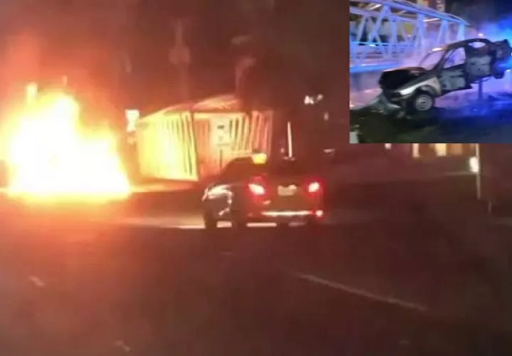 Los bomberos atendieron el accidente y procedieron a la extinción del incendio. Foto: Cortesía