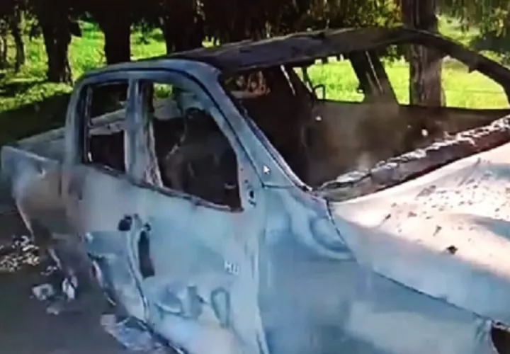 El auto propiedad del hoy occiso, fue encontrado quemado en el sector de Bella Vista de Bugaba. Foto: Mayra Madrid.