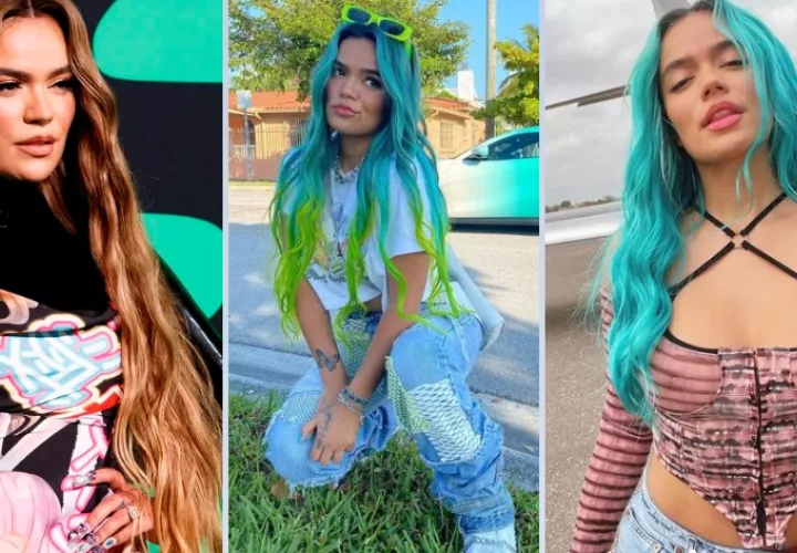 Algunos de los tonos y estilo de cabello que ha lucido Karol G en estos años. Foto: Instagram/EFE