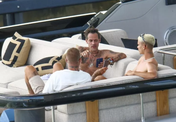 Marc Anthony, David Beckham y Romeo, hijo del exfutbolista. Foto: Redes Sociales