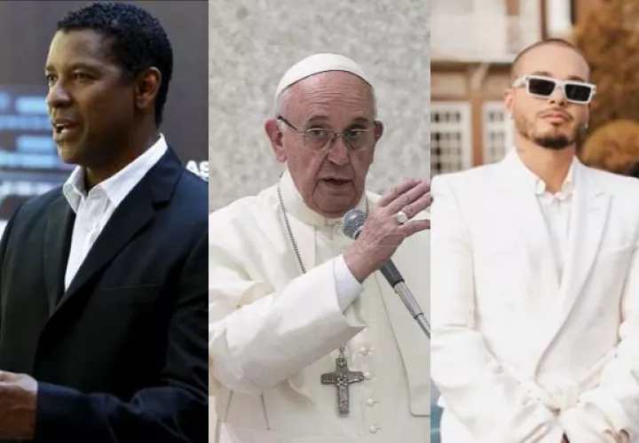 Denzel Washington, el Papa y J Balvin. Fotos: Archivo