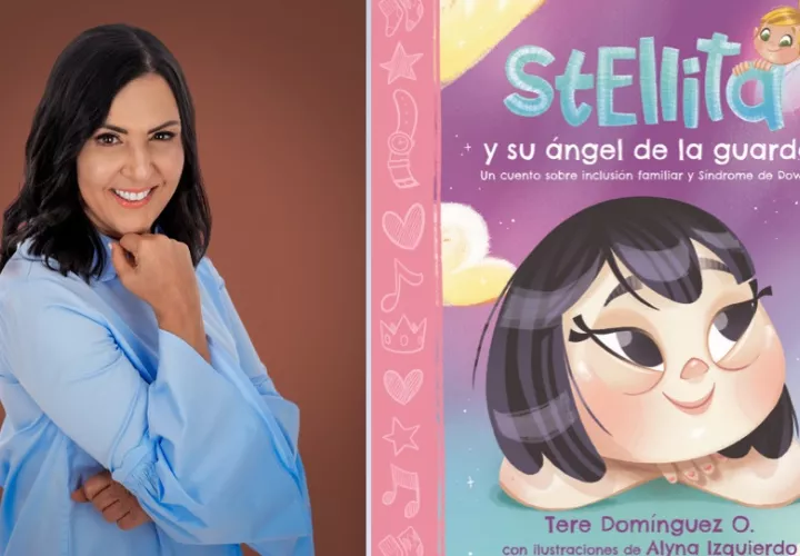 Tere Domínguez O. y la portada del libro. Foto:  Cortesía