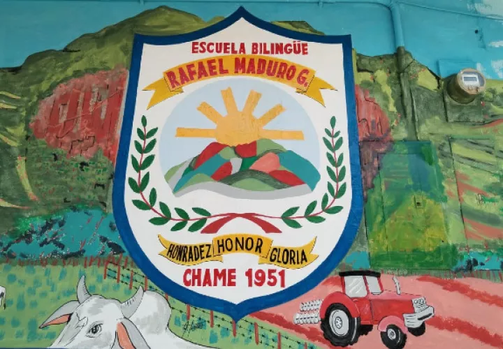 Mural de José Torres en la Escuela Rafael Maduro Garibaldo en Chame. Foto: Miriam Lasso