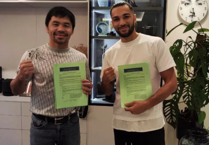 El boxeador francés Jaber Zayani, de 31 años, fue "sparring" del campeón filipino. Foto: EFE
