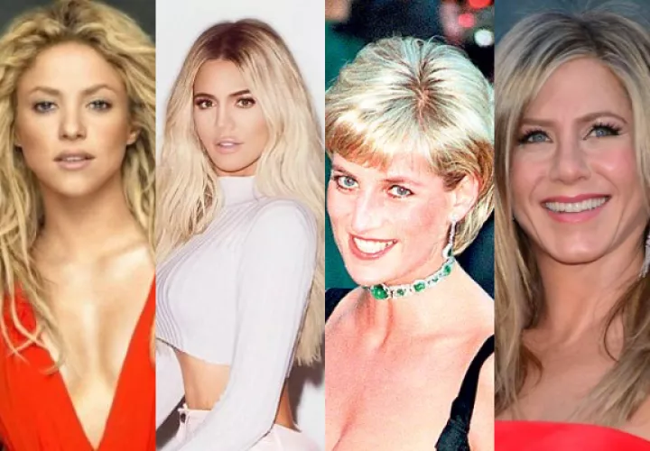 Shakira, Khloé Kardashian, Diana de Gales y Jennifer Aniston. Foto: Archivo 