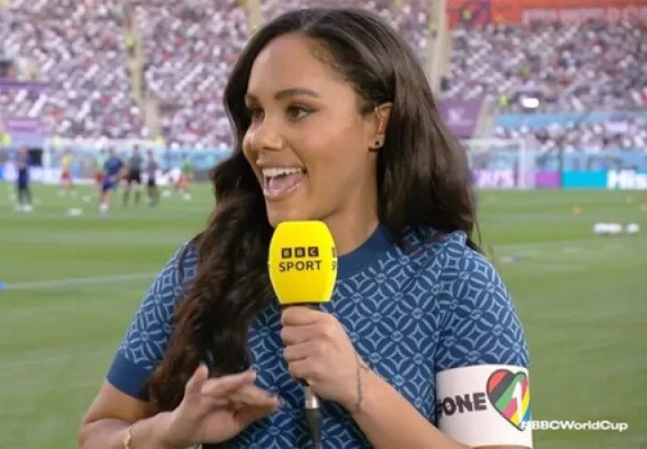 Alex Scott durante la transmisión de la BBC. Foto: BBC