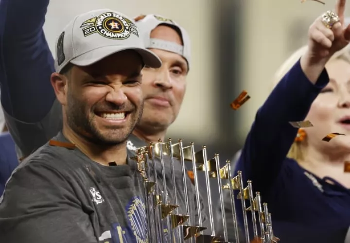 José Altuve festeja el campeonato con los Astros. Foto:EFE