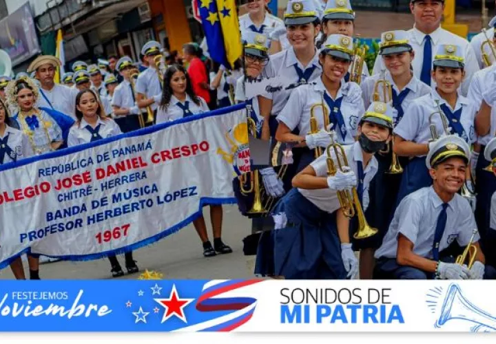 Banda del Colegio José Daniel Crespo lista para rendir todos los honores a la patria. Foto: Cortesía
