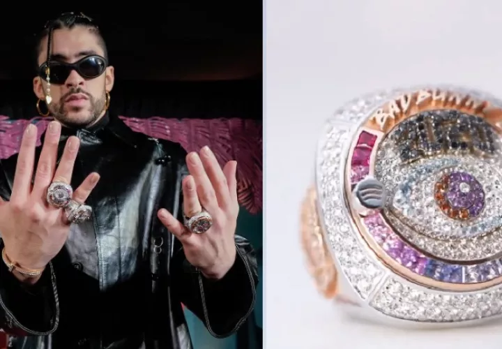 Bad Bunny junto a unos anillos. Foto: Twitter