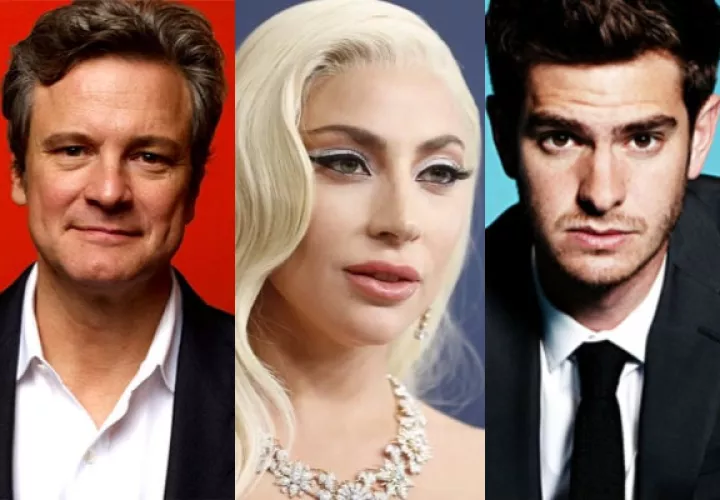 Colin Firth, Lady Gaga y Andrew Garfield. Fotos: Archivo