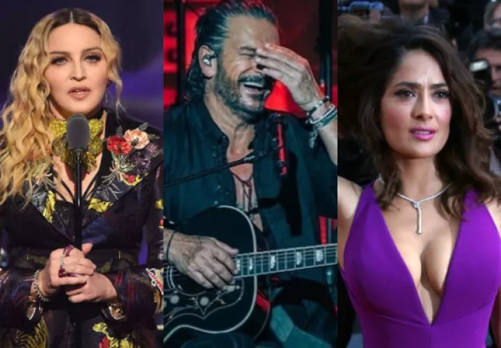 Madonna, Ricardo Arjona y Salma Hayek. Fotos: Archivo