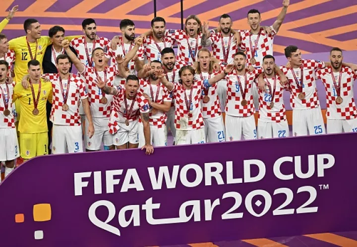 Coacia festeja el tercer lugar de Qatar 2022. Foto:EFE
