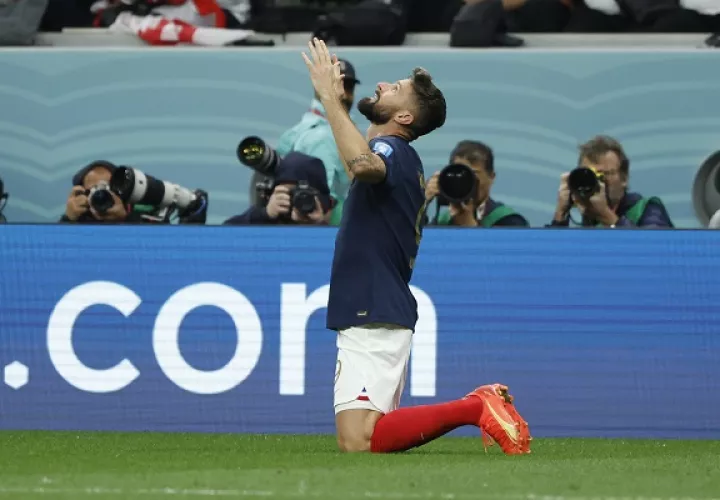 Oliver Giroud festeja su gol ante Inglaterra. Foto: EFE