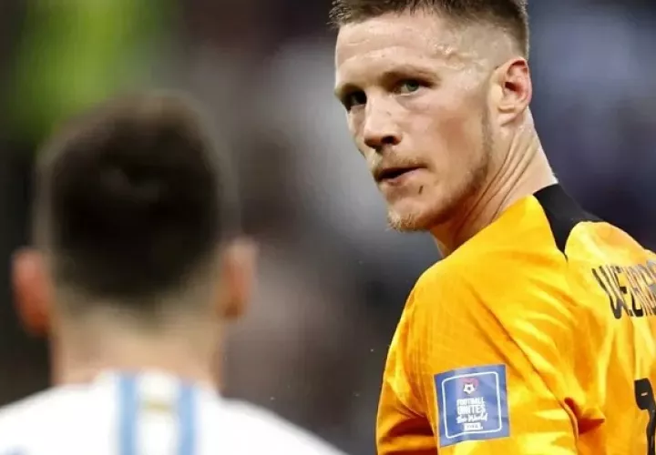 Wout Weghorst  durante el juego con Argentina.