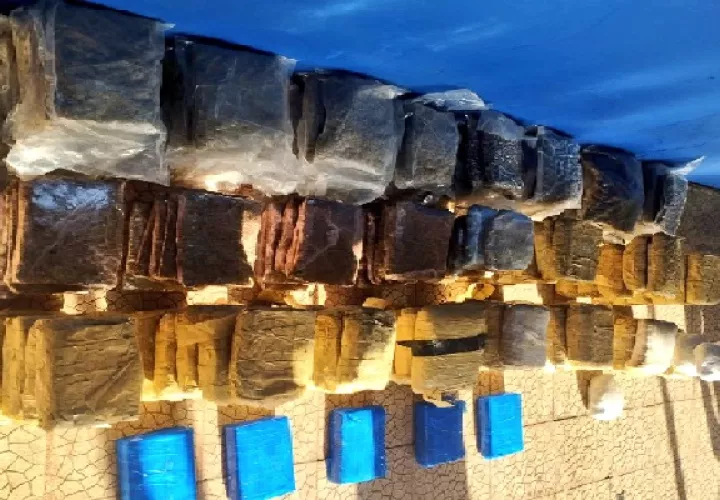 Los 126 paquetes de presunta droga estaban distribuidos en tres sacos dentro y fuera del vehículo. 