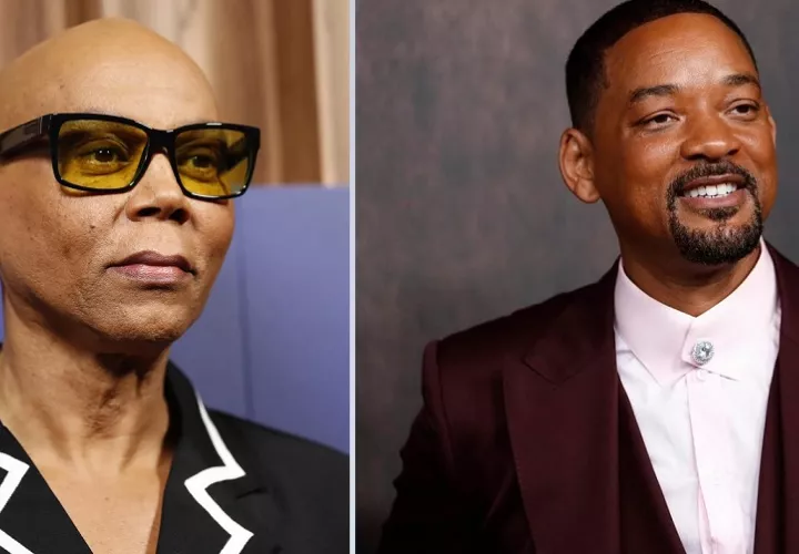 La "drag-queen" televisiva RuPaul y Will Smith. Foto: EFE