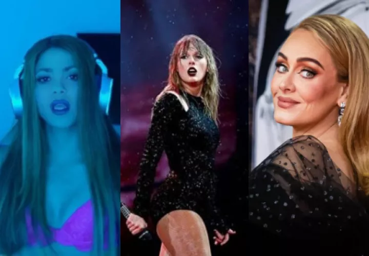 Shakira, Taylor Swift y Adele. Fotos: Archivo
