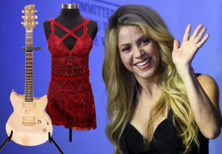 Algunas piezas de Shakira que serán parte de la exhibición interactiva. Fotos: Archivo / EFE / Recording Academy