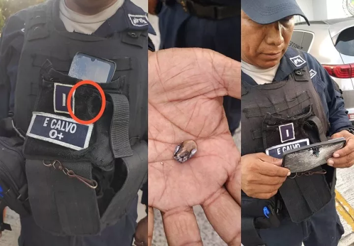 Policía muestra el estado en el que quedó su celular. Foto: Policía Nacional