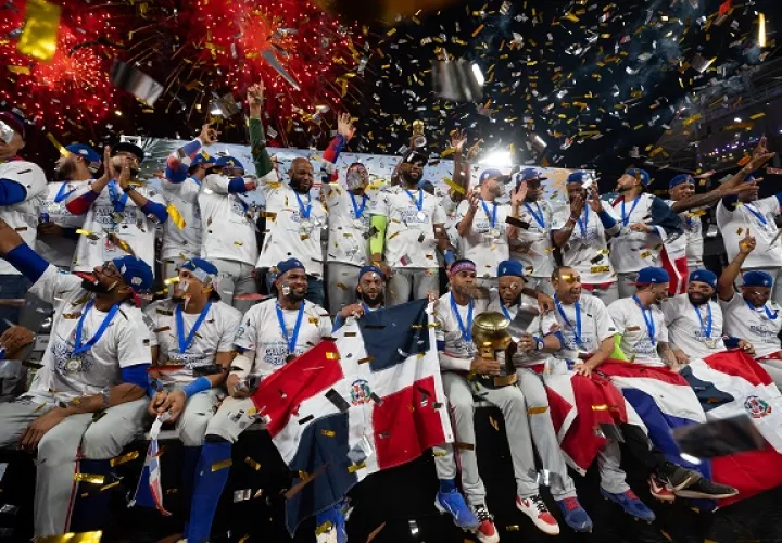 Los jugadores de Tigres de Licey, República Dominicana, campeón de la Serie del Caribe. Foto: EFE