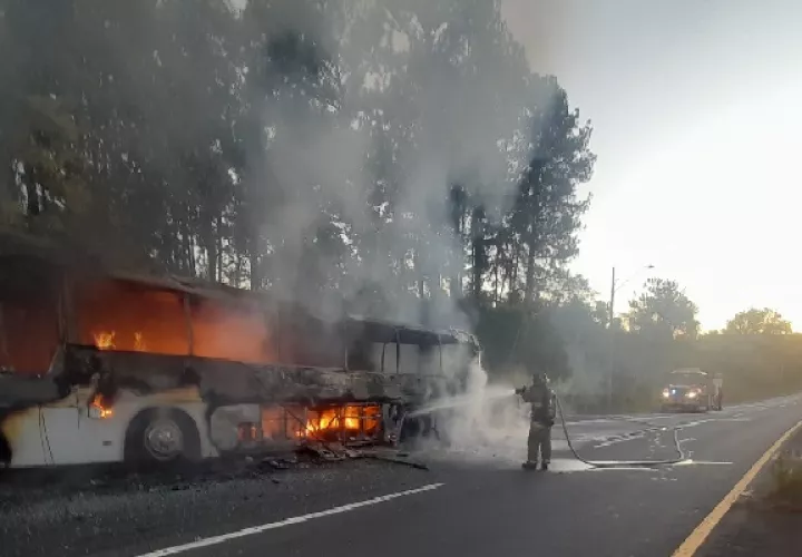 Las autoridades de Migración llegaron al área del incidente para apoyar a los migrantes irregulares. Foto. Cuerpo de Bomberos