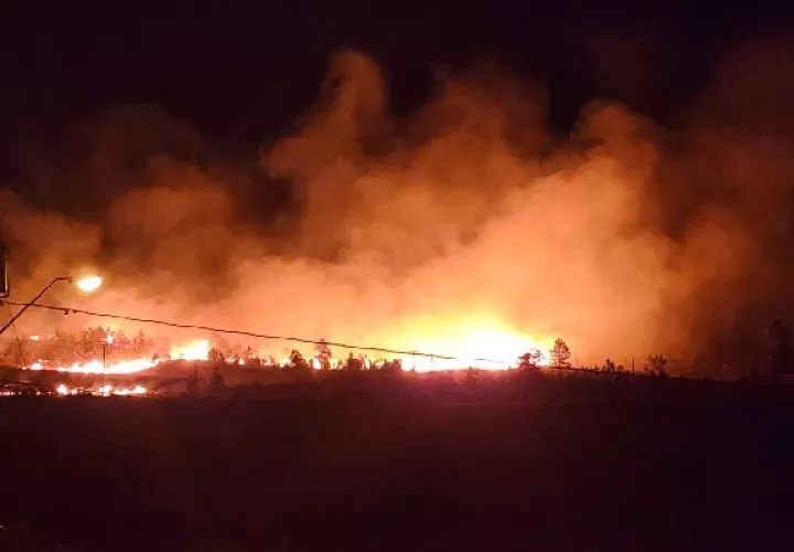 Hasta ahora no se desconoce la cantidad de hectáreas afectadas, las autoridades esperan controlar el siniestro e iniciar las investigaciones. Foto. Cuerpo de Bomberos