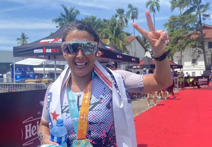 María Florencia Fraga durante una carrera de Ironman. Foto: Cortesía