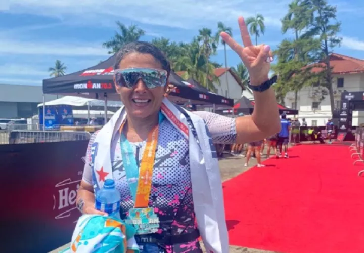 María Florencia Fraga se impuso en la rama femenina en Ironman 70.3 de Panamá. Foto: Cortesía