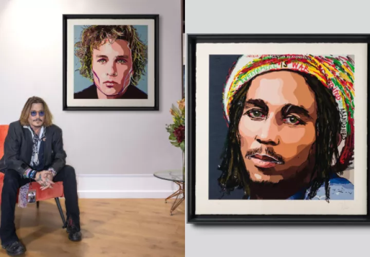 Johnny Depp y algunos de sus retratos. Foto: Instagram / @nyman_photography