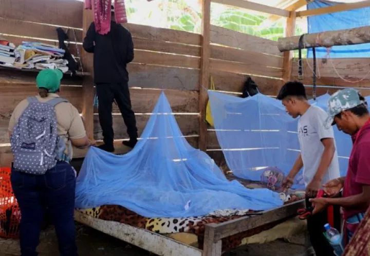 •	Comunidad Wagandí beneficiada con la colocación de 300 mosquiteros con químicos como medida preventiva. Foto: Cortesía