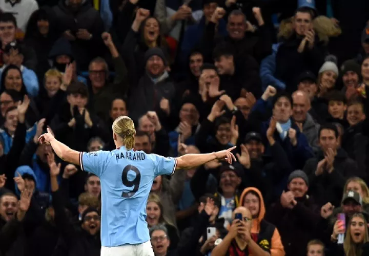 Erling Haaland  el goleador del Manchester City, estará contra Leipzig 