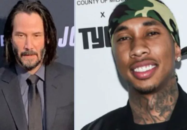 Keanu Reeves y Tyga. Foto: EFE/Archivo/redes sociales