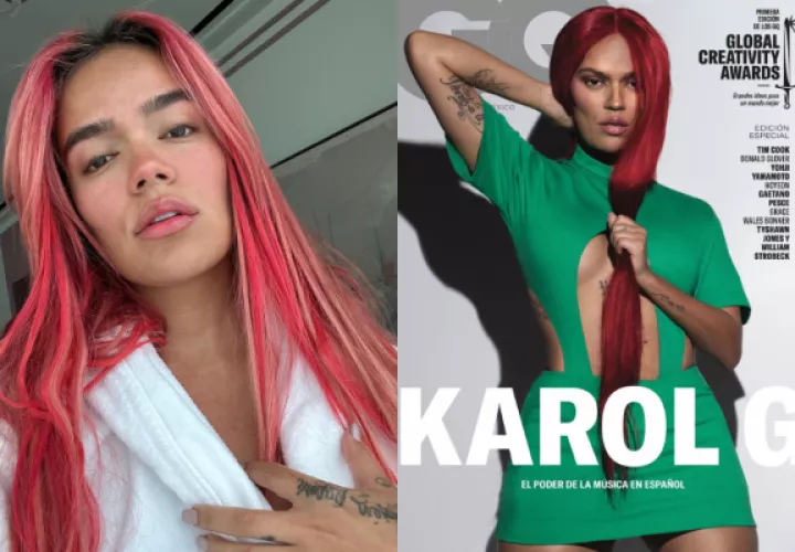 Karol G y la portada de la revista. Fotos: Instagram / @karolg