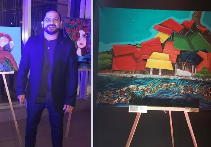 Mario Saldaña junto a algunas de sus obras. Fotos: Fanny Arias