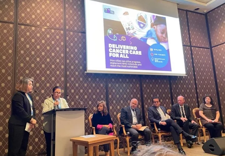 Eusebia de Copete durante la presentación de la situación del cáncer en Panamá. Foto: Cortesía Minsa